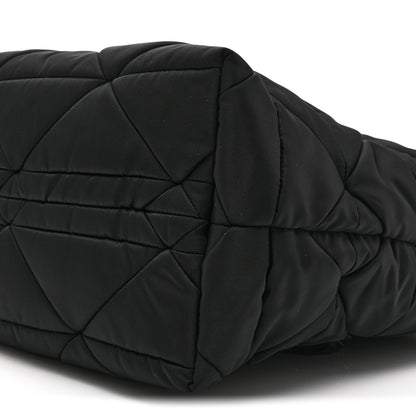 Re-Nylon Nappa Triangle Quilted Padded Small Double Handled Zip Tote Black