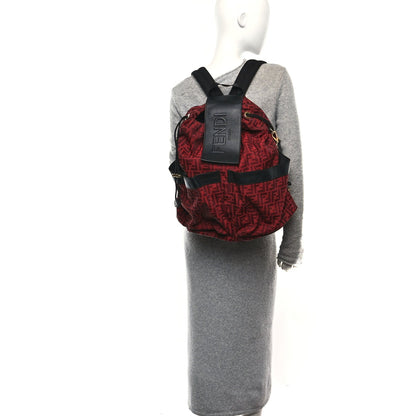 Recycled Fabric Jacquard Vitello Grace FF 1974 Large Fendi Strike Backpack Rosso Marlboro Black