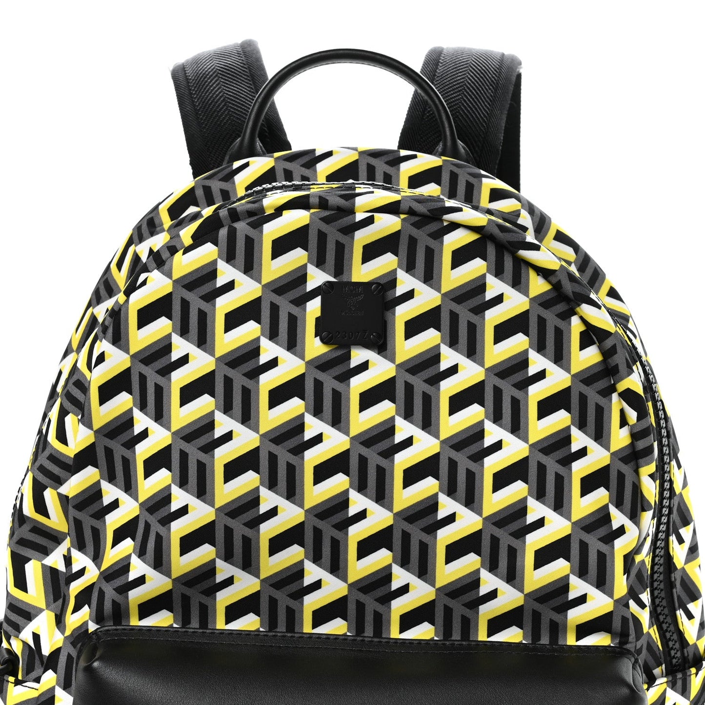 Cubic Monogram Medium Backpack Black Yellow