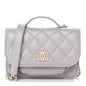 Caviar Quilted Mini Business Affinity Flap Grey