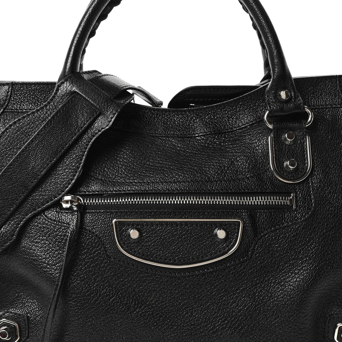 Chevre Silver Metallic Edge Hardware City Black