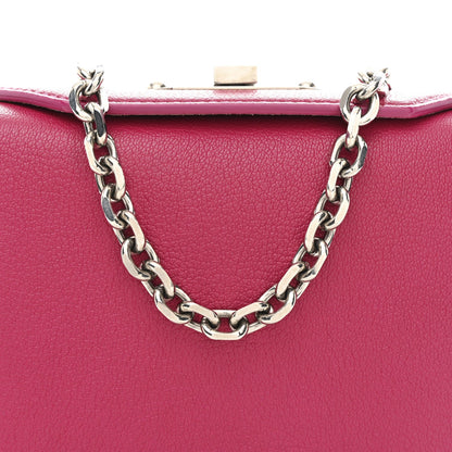 Silky Amish Grain Calfskin Box Shoulder Bag 19 Pink