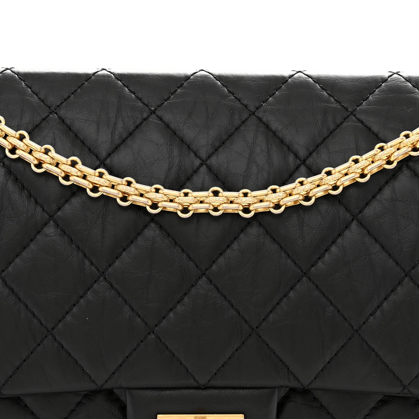 Aged Calfskin Quilted 2.55 Reissue 226 Flap Black