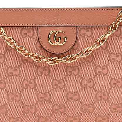 Monogram Textured Dollar Calfskin Small Ophidia Chain Shoulder Bag Cloche Rose Pink