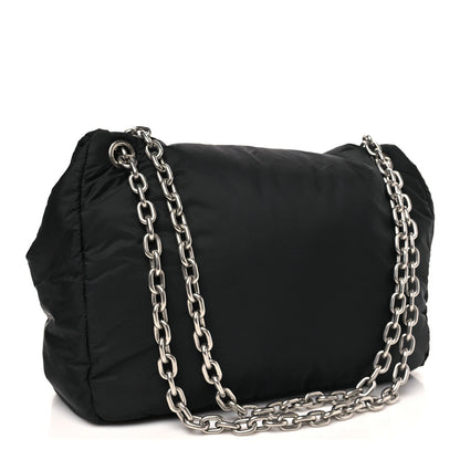 Nylon Medium Monaco Chain Shoulder Bag Black