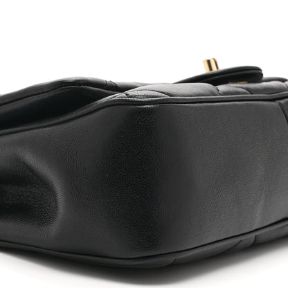 Lambskin Quilted Small Easy Carry Flap Black