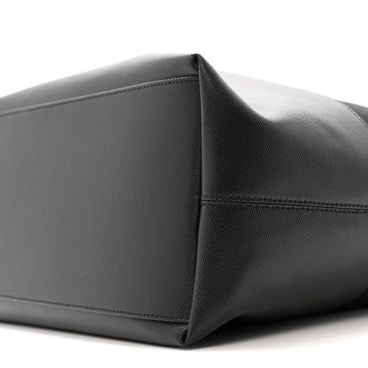Canvas Calfskin T-Bar Shopping Bag Black
