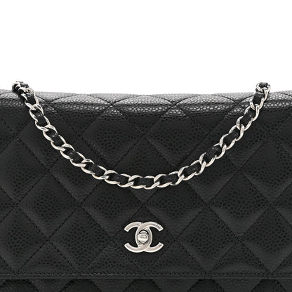 Caviar Quilted CC Turnlock Wallet On Chain WOC Black