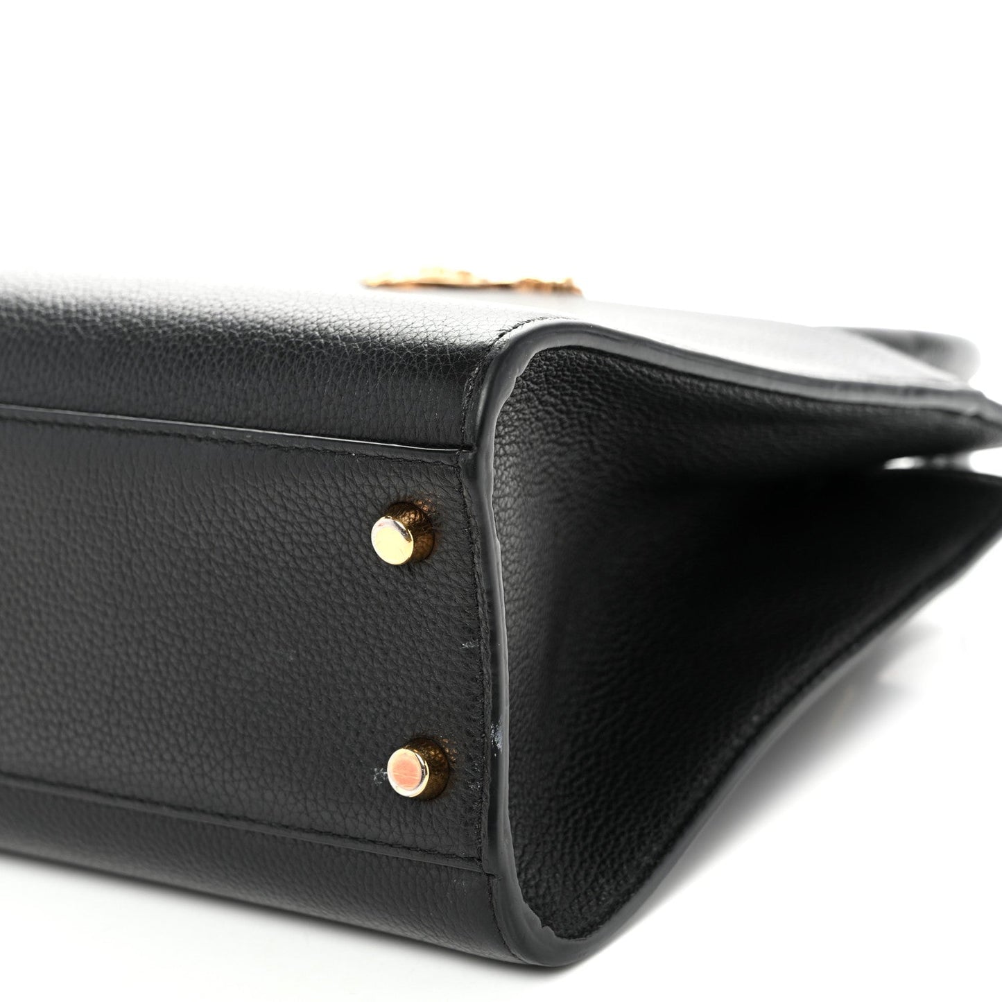 Grainy Calfskin Virtus Top Handle Tote Black