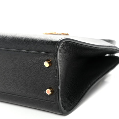Grainy Calfskin Virtus Top Handle Tote Black