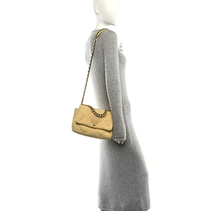 Tweed Quilted Medium Chanel 19 Flap Yellow Pink
