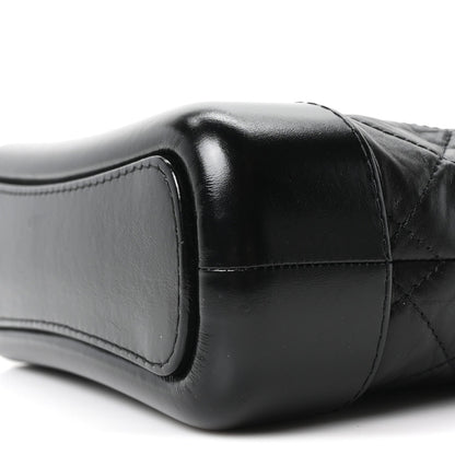 Aged Calfskin Quilted Small Gabrielle Logo Hobo Black
