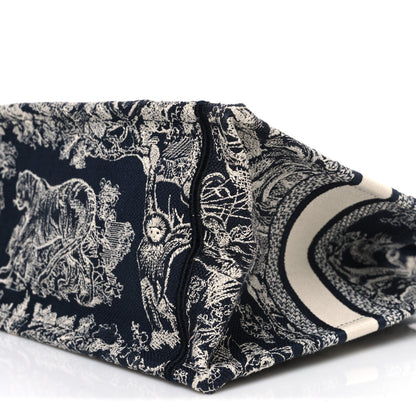 Canvas Embroidered Small Dioriviera Toile De Jouy Book Tote Blue