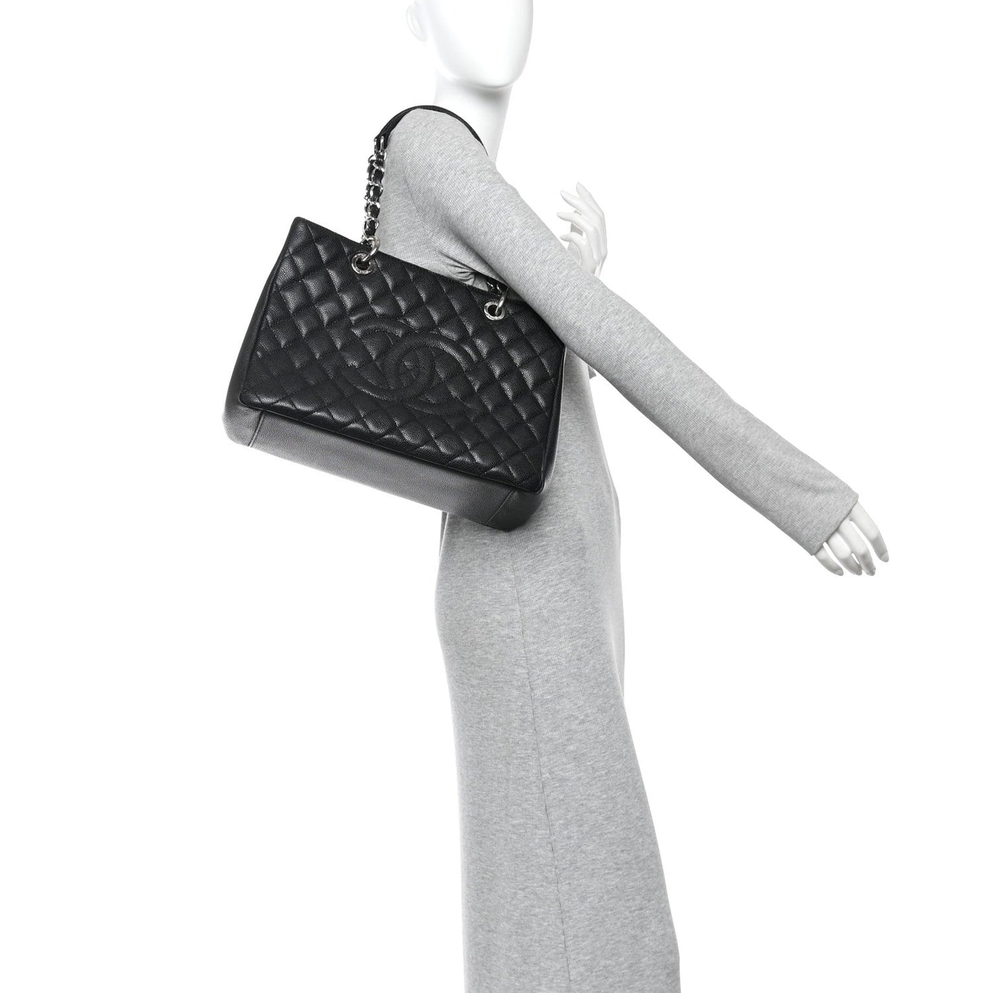 Caviar Quilted Grand Shopping Tote GST Black