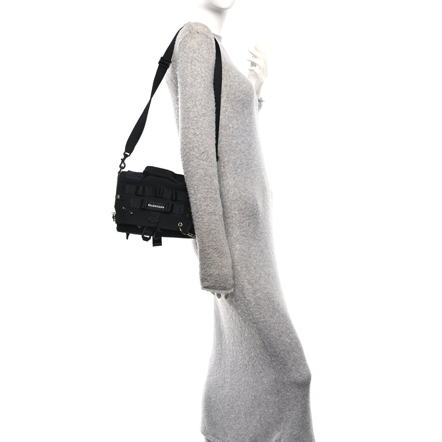 Canvas Pierced Army Messenger Bag Black