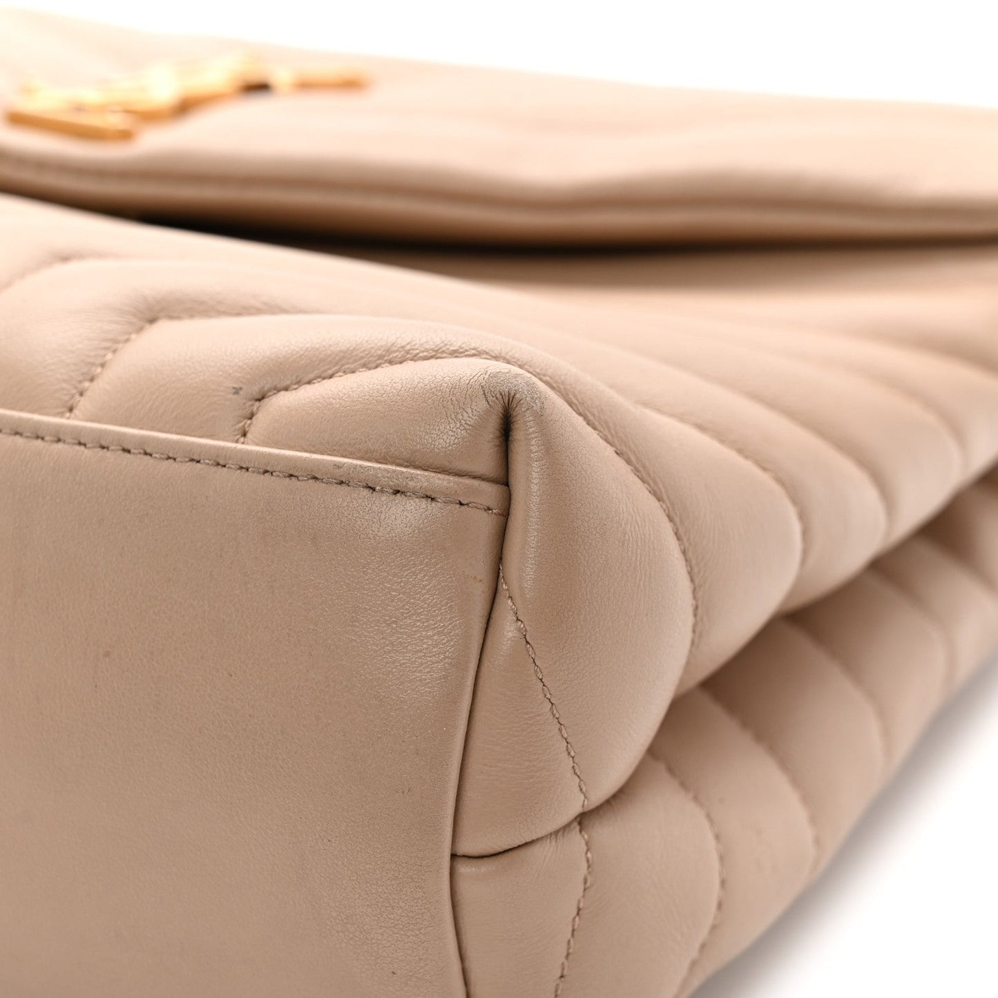 Calfskin Y Quilted Monogram Medium Loulou Chain Satchel Dark Beige