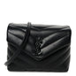 Calfskin Y Quilted Monogram Monochrome Toy Loulou Crossbody Bag Black