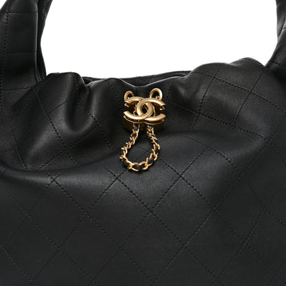 Calfskin Quilted Small Maxi Hobo Black