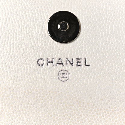 Caviar Quilted My Everything Belt Flap Card Holder White