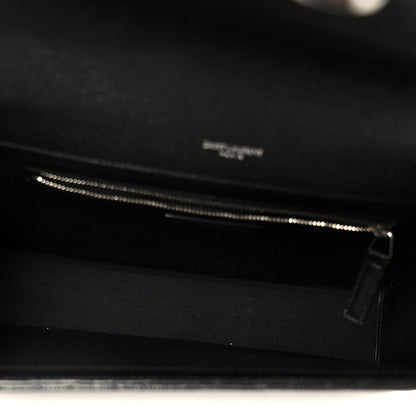 Grain De Poudre Textured Mixed Matelasse Large Triquilt Monogram Satchel Black