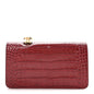 Calfskin Crocodile Embossed Clutch Burgundy