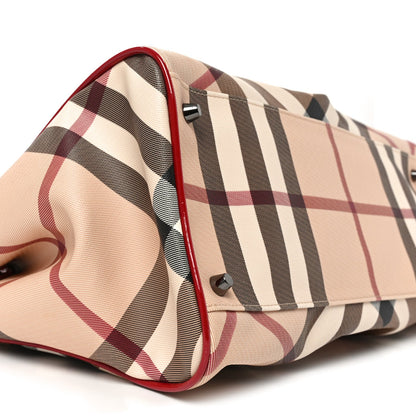 Patent Nova Check Medium Melbury Tote Red