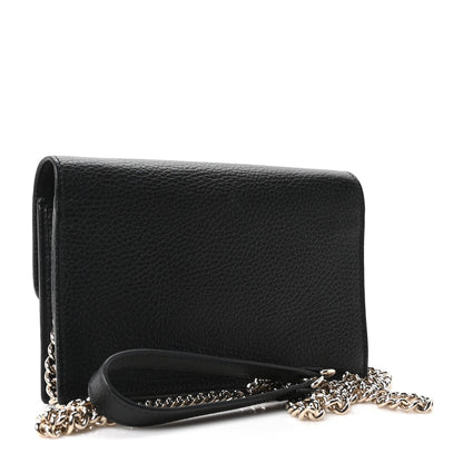 Dollar Calfskin Interlocking G Chain Wallet Black