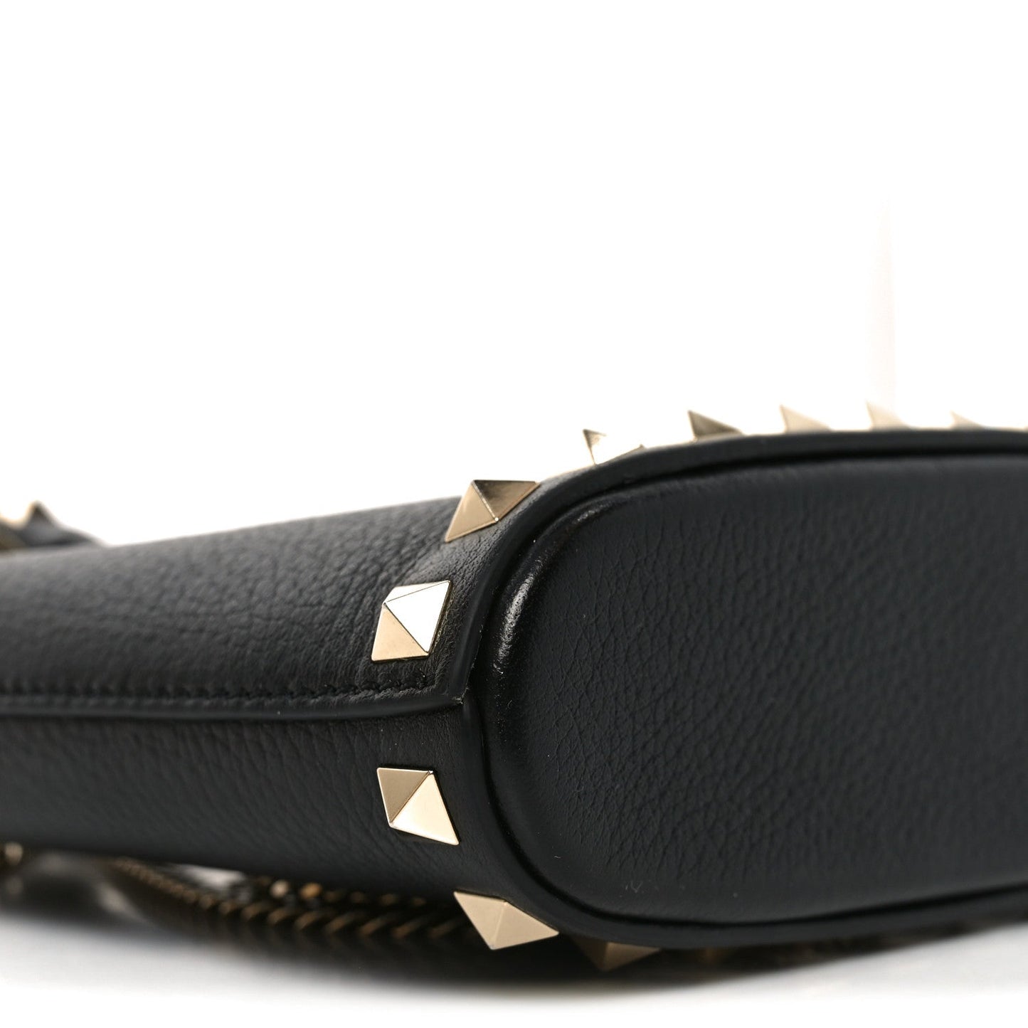 Grainy Calfskin Mini Rockstud Shopping Bag Black