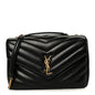Lambskin Chevron Quilted Large Loulou Black