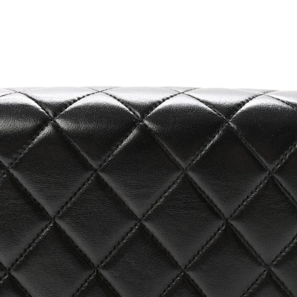 Lambskin Quilted Medium Rectangular Kelly Flap Bag Black