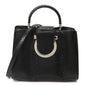 Snakeskin Studded Thalia Top Handle Black