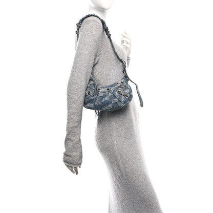 Bleached Denim BB Monogram Le Cagole Shoulder Bag XS Blue