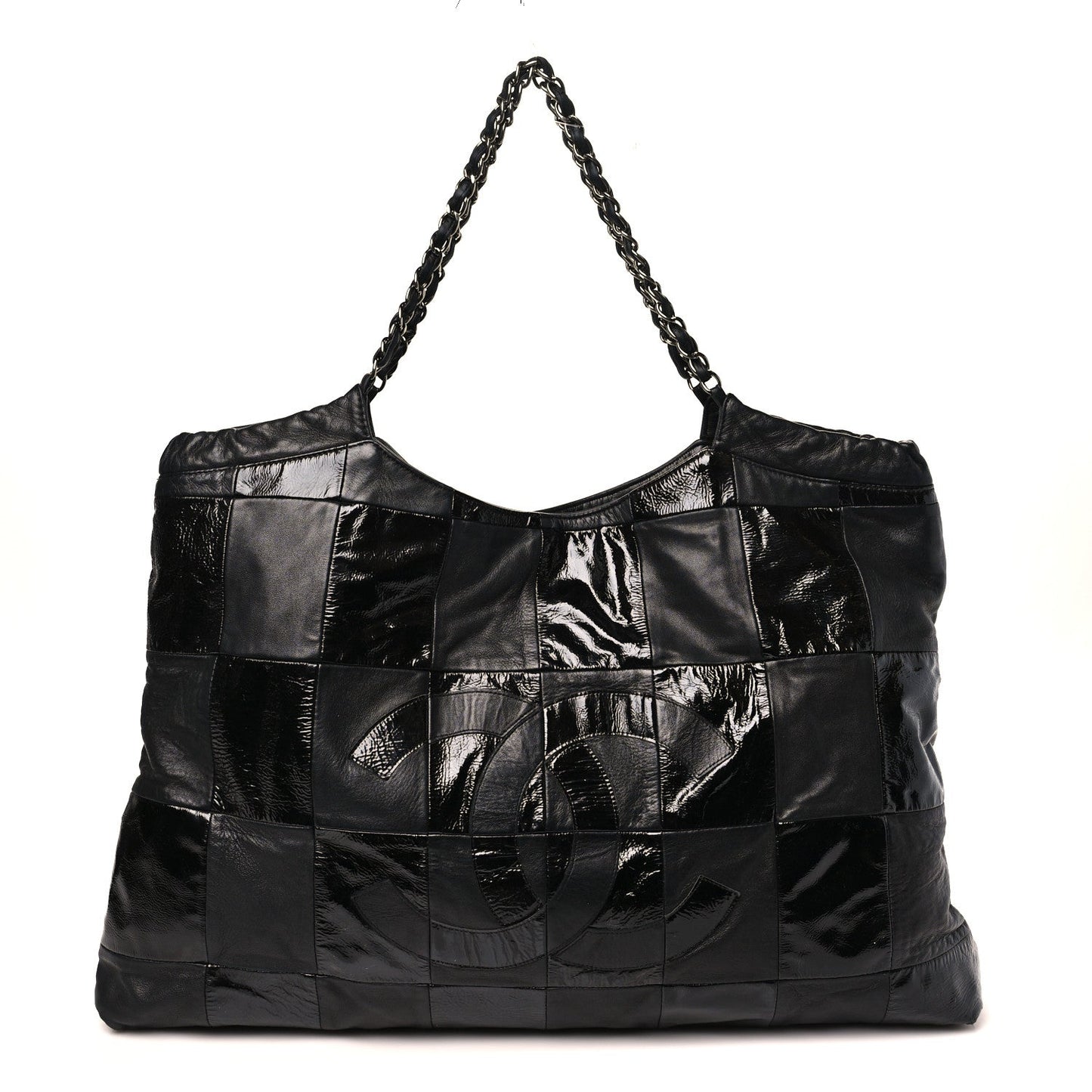 Patent Patchwork Large Brooklyn Tote Black