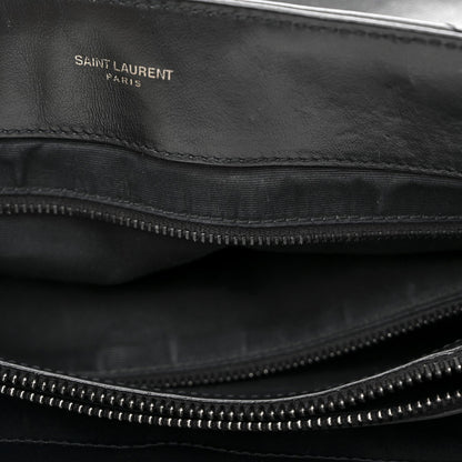 Calfskin Y Quilted Monogram Monochrome Large Loulou Chain Satchel Black