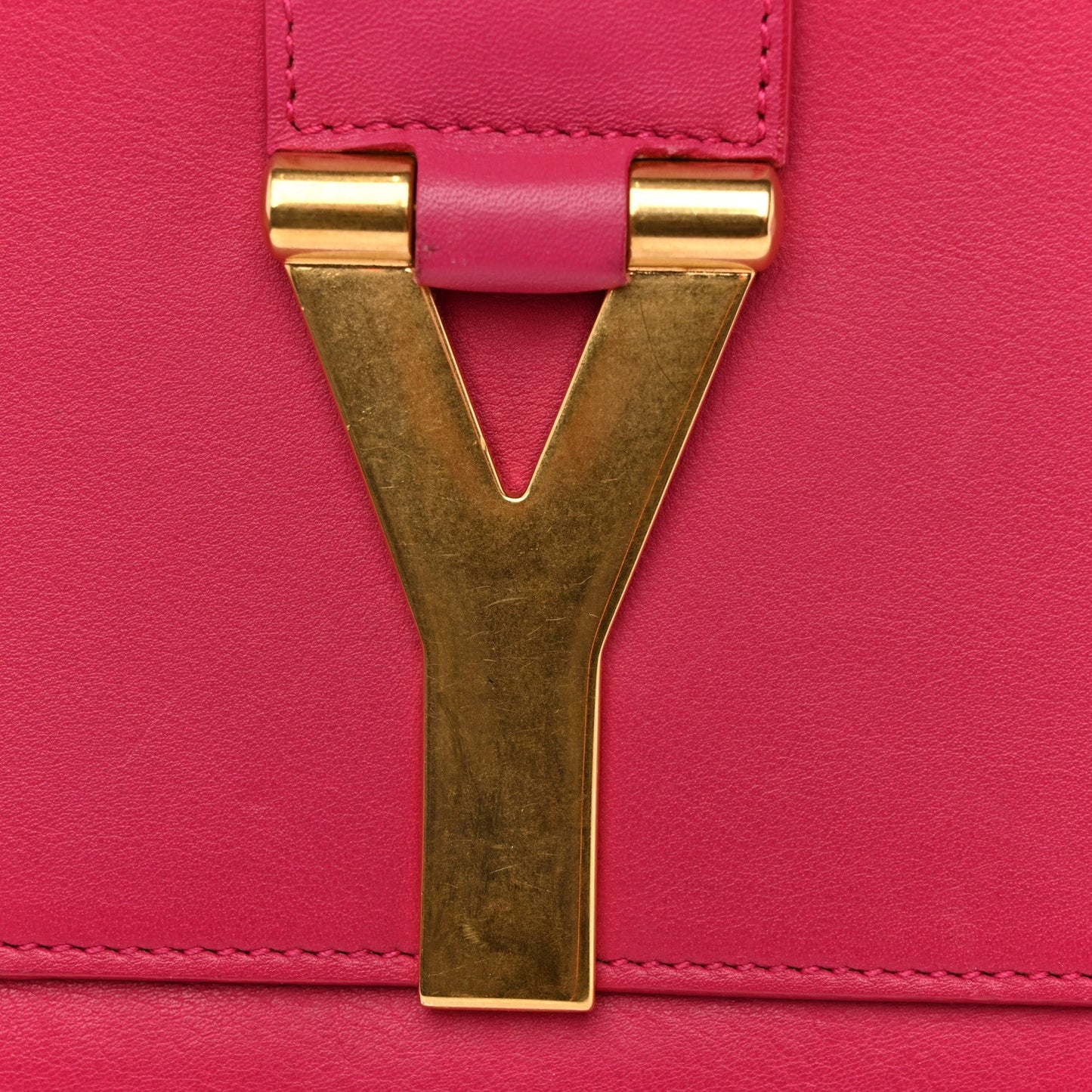 Calfskin Classic Y Ligne Clutch Fuchsia