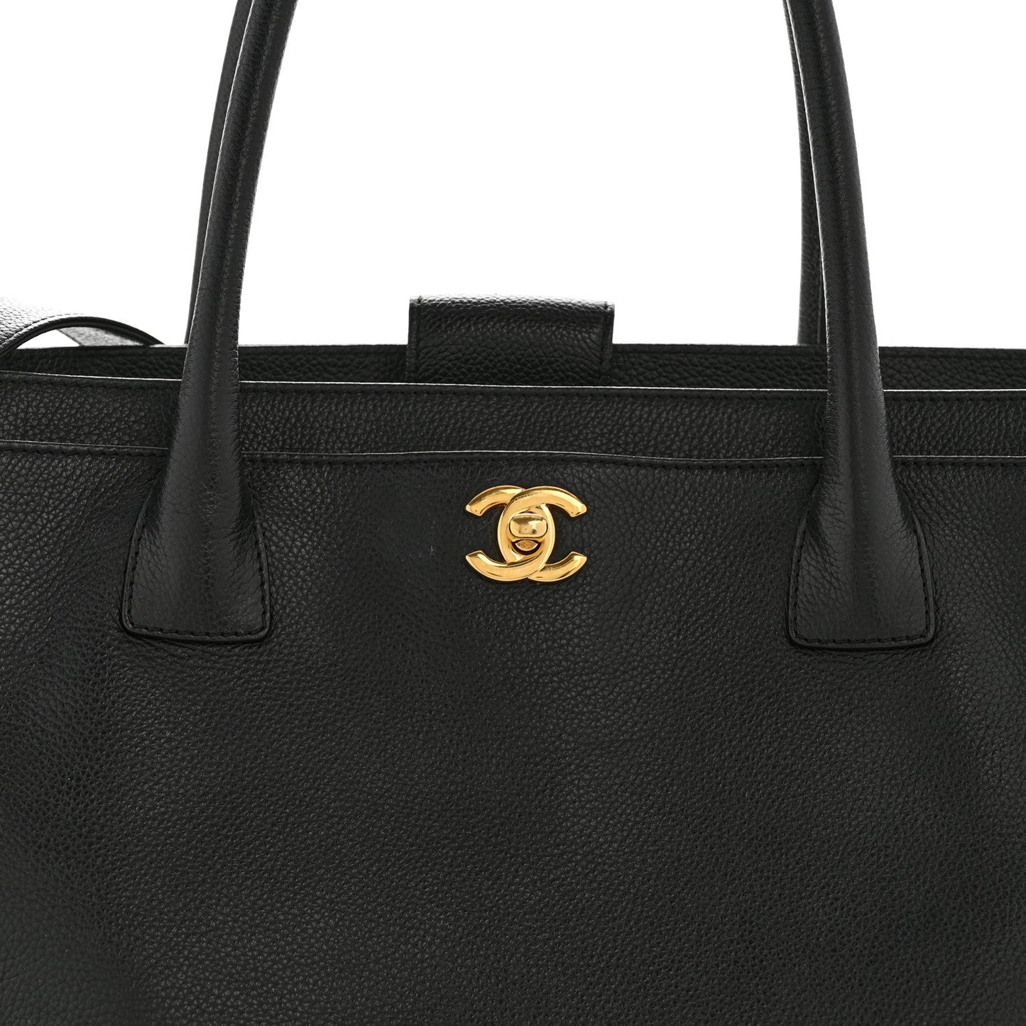 Calfskin Cerf Executive Shopper Tote Black