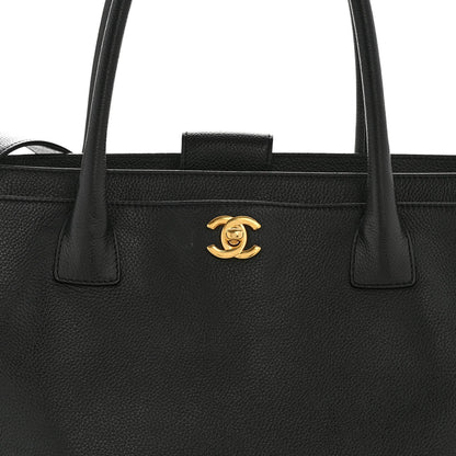 Calfskin Cerf Executive Shopper Tote Black