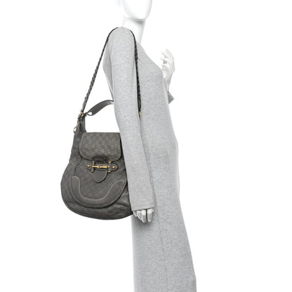 Guccissima Large New Pelham Satchel Grey