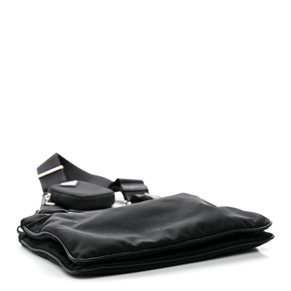 Re-Nylon Saffiano Re-Edition 2000 Double Zip Crossbody Bag Black