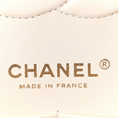 Caviar Quilted Medium Double Flap White