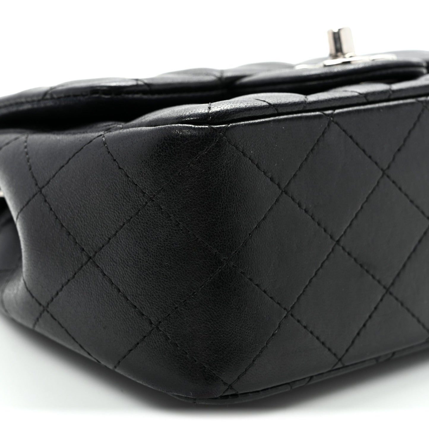 Lambskin Quilted Mini Square Flap Black