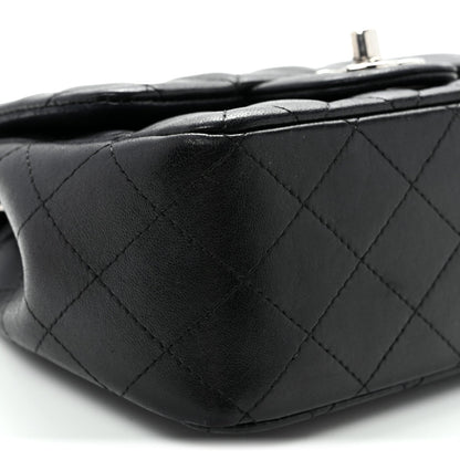 Lambskin Quilted Mini Square Flap Black