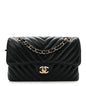 Lambskin Chevron Quilted Small Double Flap Black