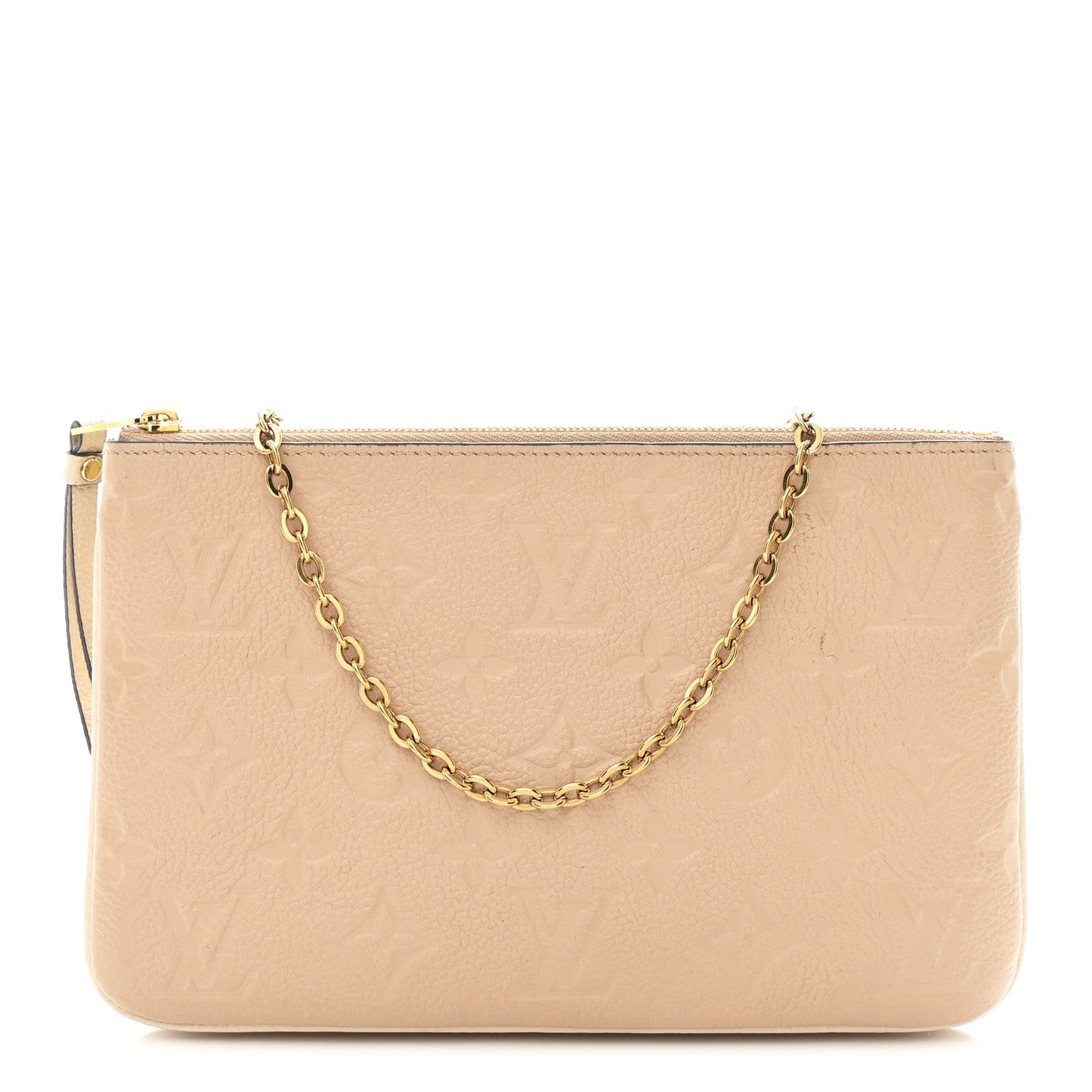 Empreinte Double Zip Pochette Beige Rose Creme