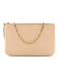 Empreinte Double Zip Pochette Beige Rose Creme