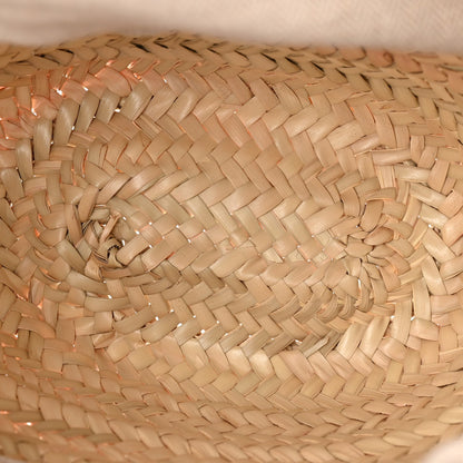 Raffia Drawstring Basket Tote Bag Natural Tan