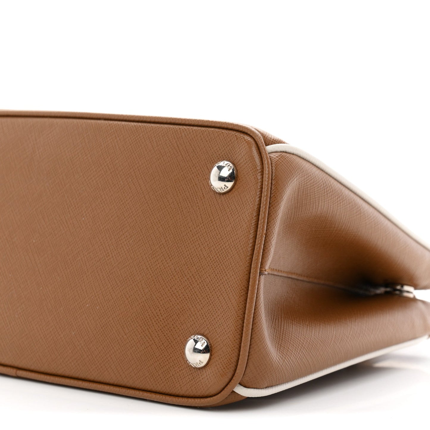 Saffiano Lux Small Galleria Double Zip Tote Cannella Talco