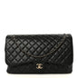Calfskin Quilted Small XXL Travel Flap Bag Black
