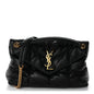 Lambskin Quilted Small Loulou Puffer Monogram Chain Satchel Black