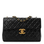 Lambskin Quilted XL Jumbo Single Flap Black